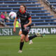 Taylor Malham chases the ball while playing for Chicago Stars FC against Racing Louisville in 2025.