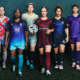 Various players from the Northern Super League pose with their club's inaugural jerseys.